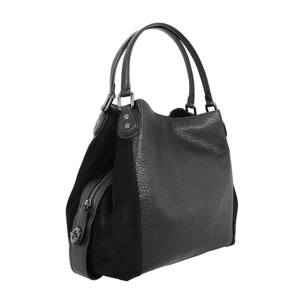 Like new Coach Edie42 black leather and suede purse - Picture 2 of 6